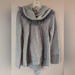 Angel of the North (Anthropologie) Gray Fringe Cowl Neck Sweater/Tunic (SIZE S)